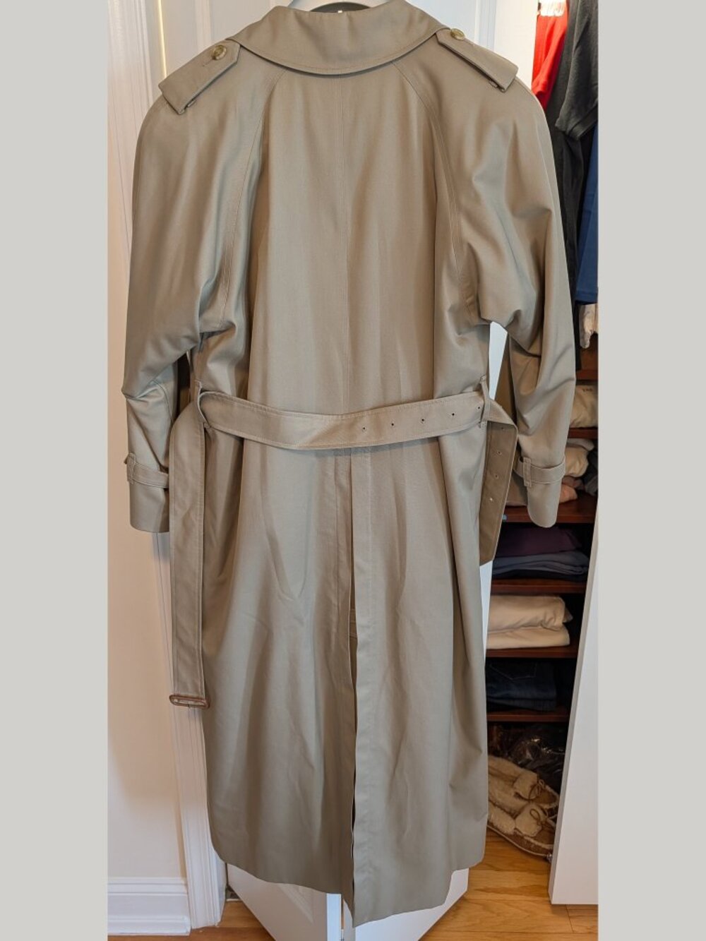 VTG Burberry Womens M 10 Long Stone Trench Coat Nova Check + Wool Liner Belted - Picture 2 of 10